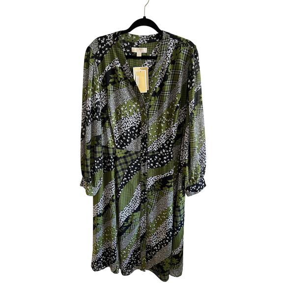 NWT Michael  Michael Kors Women's Dress evergreen button down closure  2X - Picture 1 of 5